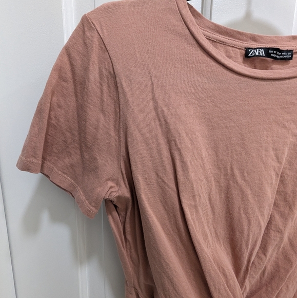 Zara Front Twist Cotton Shirt Size Medium - Picture 6 of 7